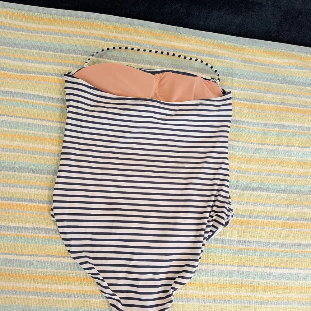 ⭐ J. Crew Bandeau One-piece striped swimsuit size 20